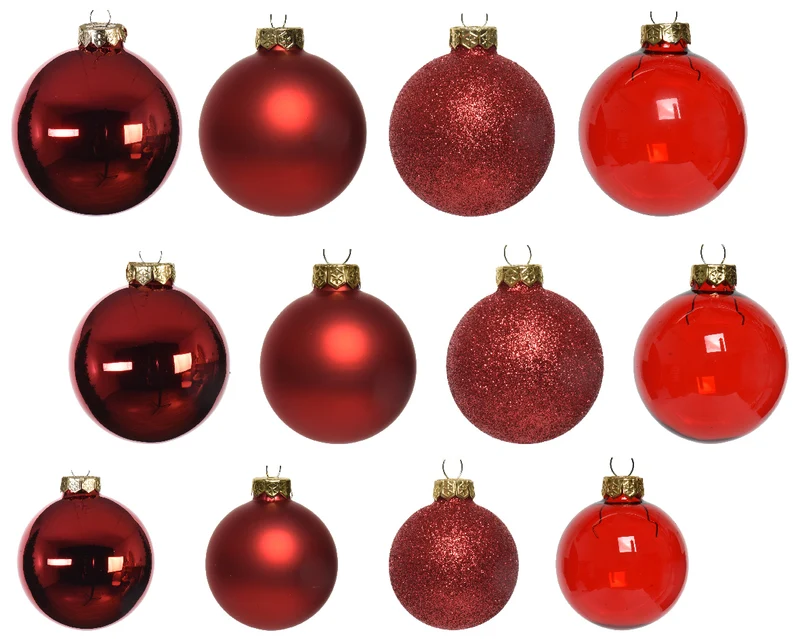 Boules de Noël en verre rouge 42 pièces