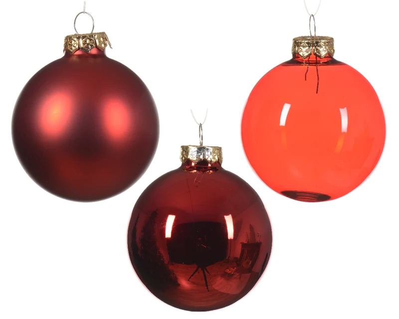 Boules en verre rouge 7 cm - Boîte de 21 unités