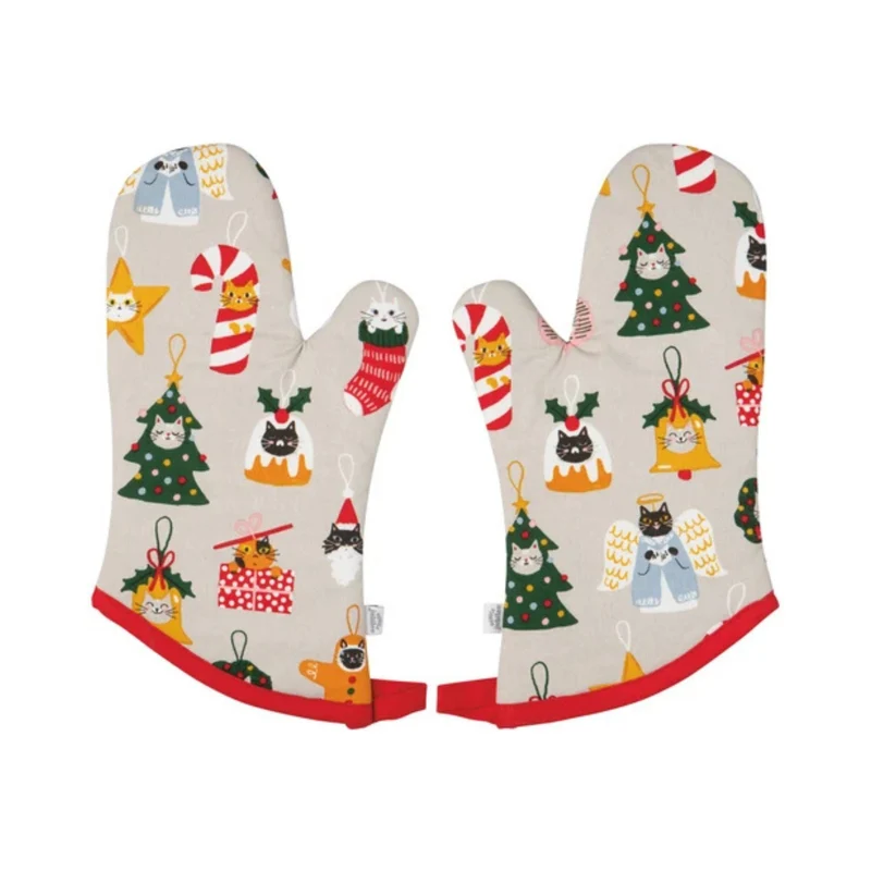 Ensemble de 2 mitaines de four Chats de Noël 33 cm - Danica