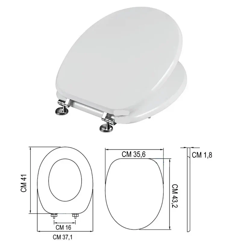 Copriwater ovale universale Premium in MDF bianco