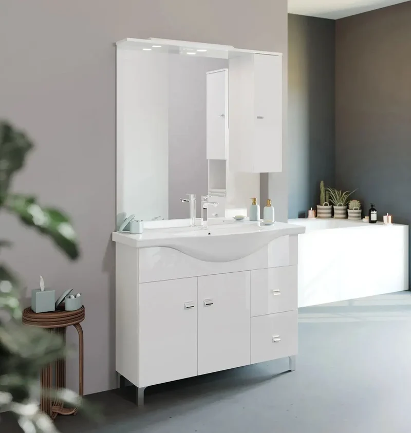 Mobile bagno completo sospeso 105 cm colore bianco