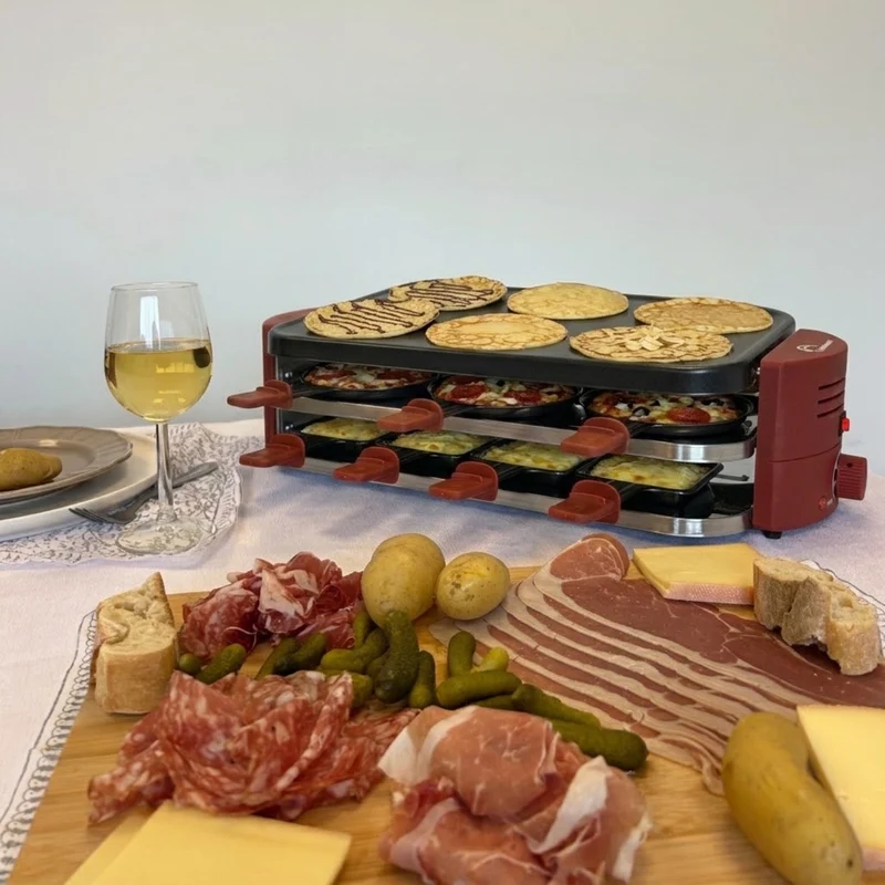 Appareil à raclette, pizzas & crêpes, Fun Party Piment
