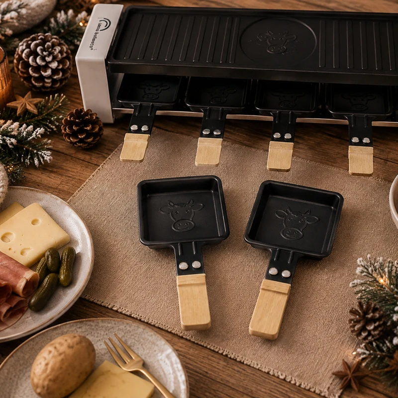 Lot de 2 poêlons à raclette universels carrés bois naturel, Les Meuuuh