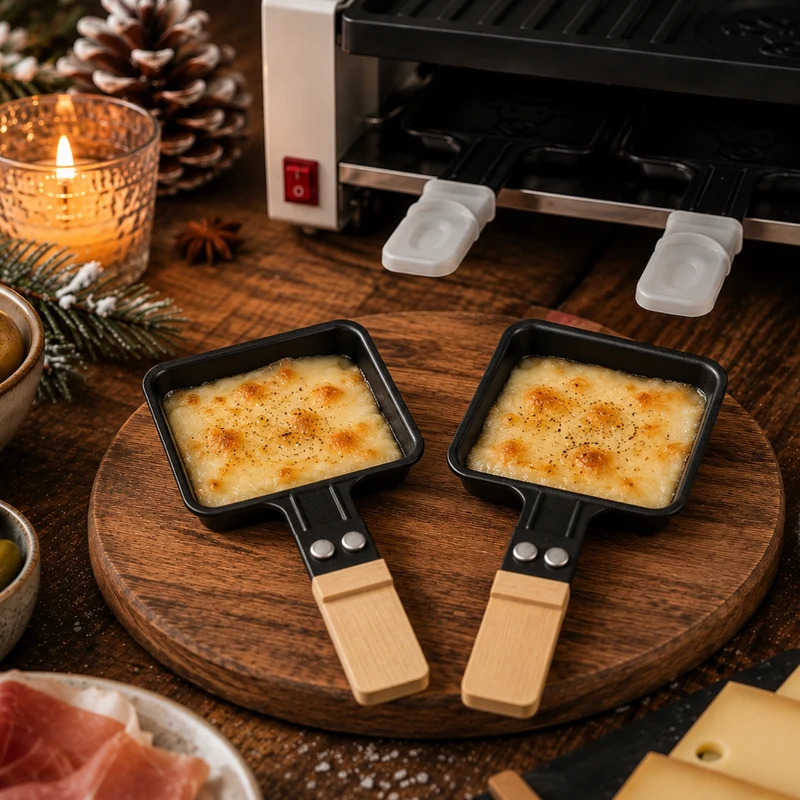 Lot de 2 poêlons à raclette universels carrés bois naturel, Les Meuuuh