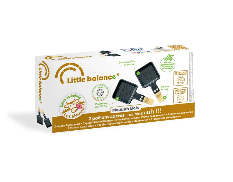 Lot de 2 poêlons à raclette universels carrés bois naturel, Les Meuuuh