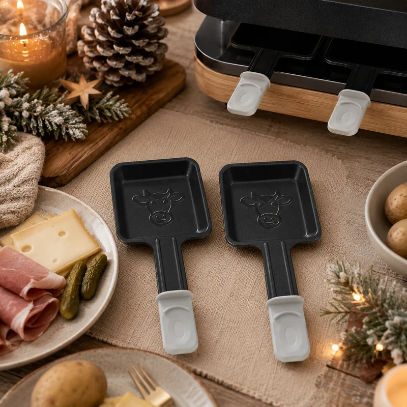 Lot de 2 poêlons à raclette universels carrés blancs, Les Meuuuh
