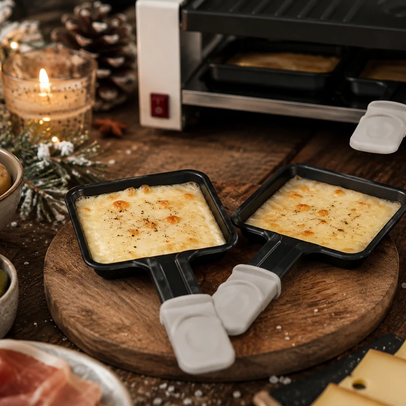 Lot de 2 poêlons à raclette universels carrés blancs, Les Meuuuh