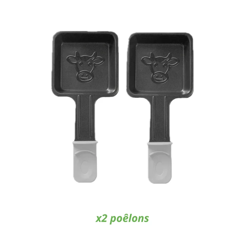Lot de 2 poêlons à raclette universels carrés blancs, Les Meuuuh