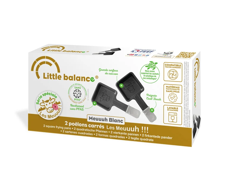 Lot de 2 poêlons à raclette universels carrés blancs, Les Meuuuh