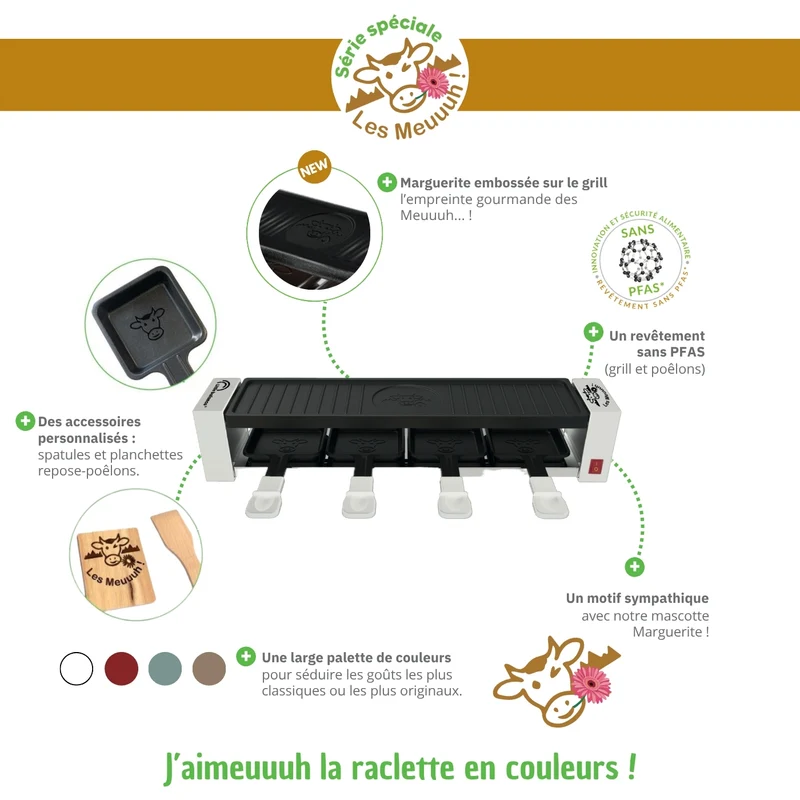 Appareil à raclette, Meuuuh 4, Blanc