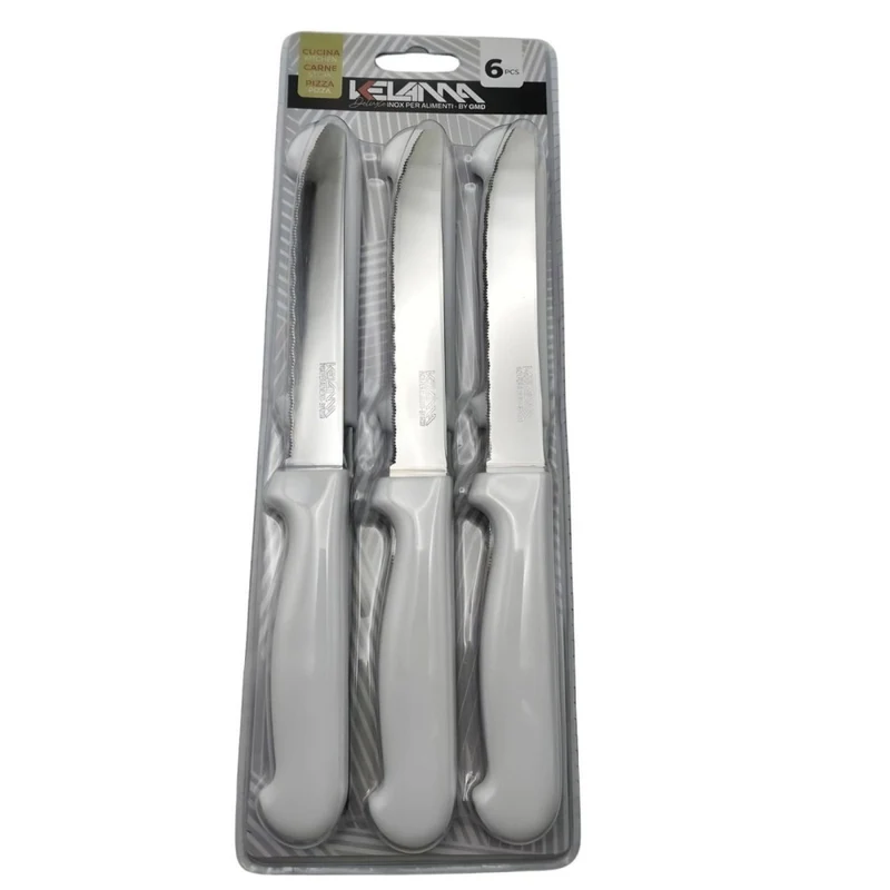 Set of 6 deluxe kelama table knives in white