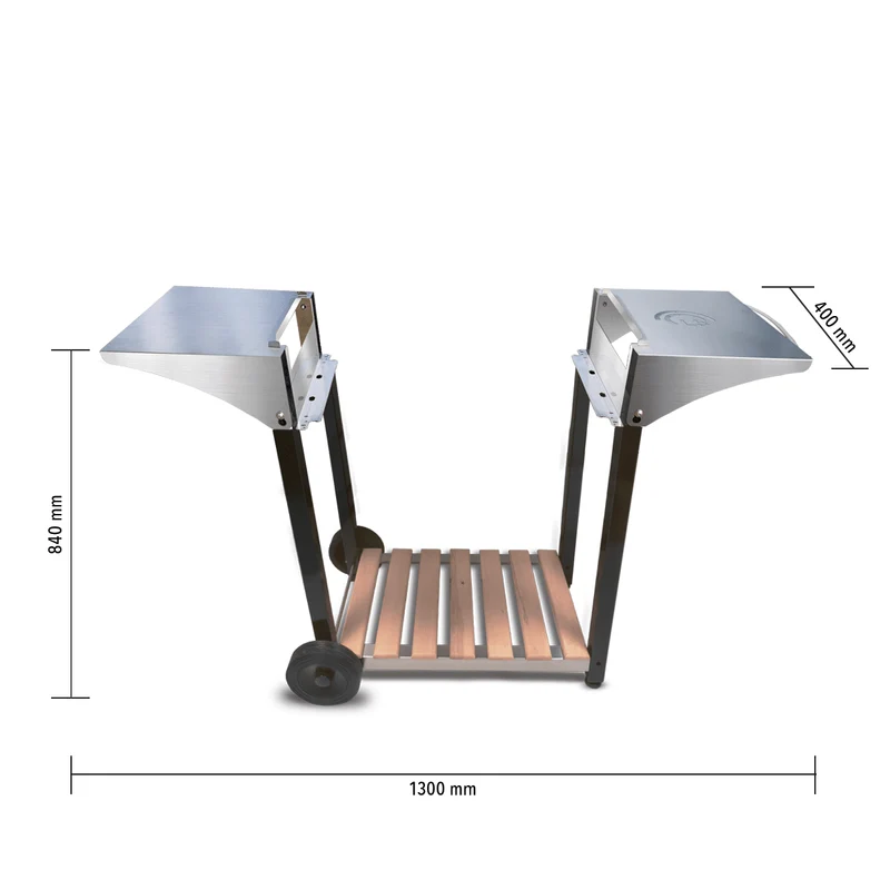 Chariot pour Plancha Aquitaine Pro, Inox et Bois