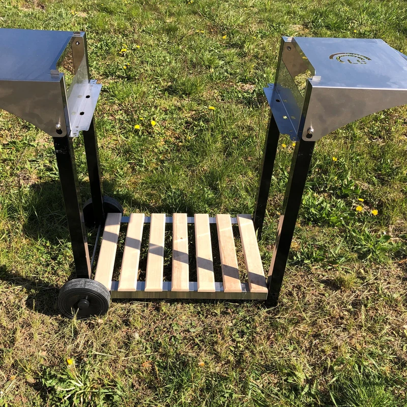 Chariot pour Plancha Aquitaine Pro, Inox et Bois
