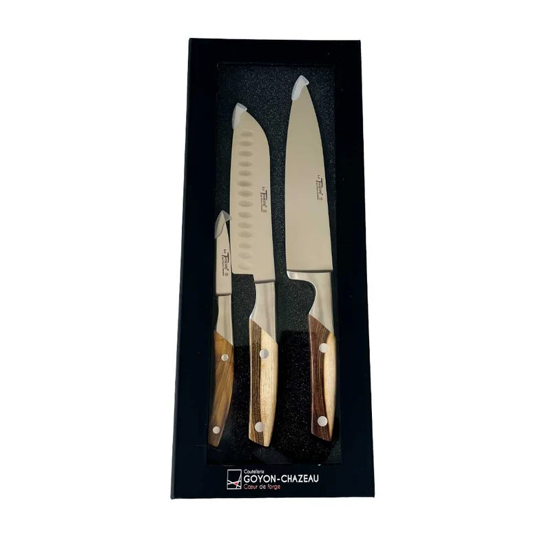 Coffret 3 couteaux de cuisine Le Thiers Pistachier - GOYON-CHAZEAU