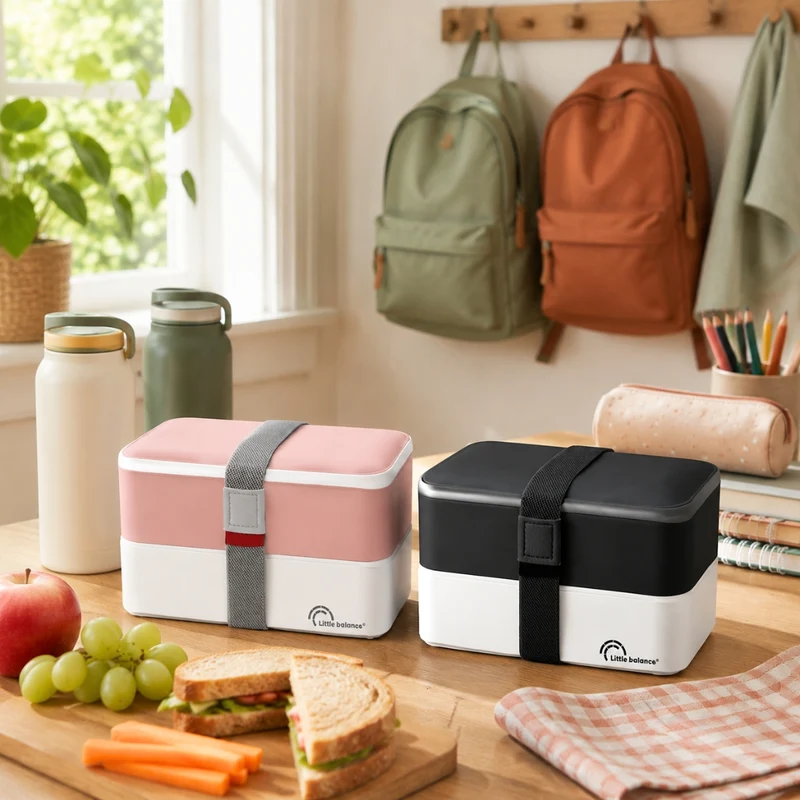 Lunchbox, 2 étages 1200ml Noir & Blanc