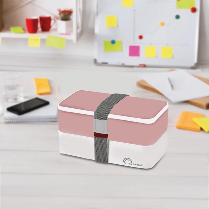 Lunchbox, 2 étages 1200ml Rose & Blanc