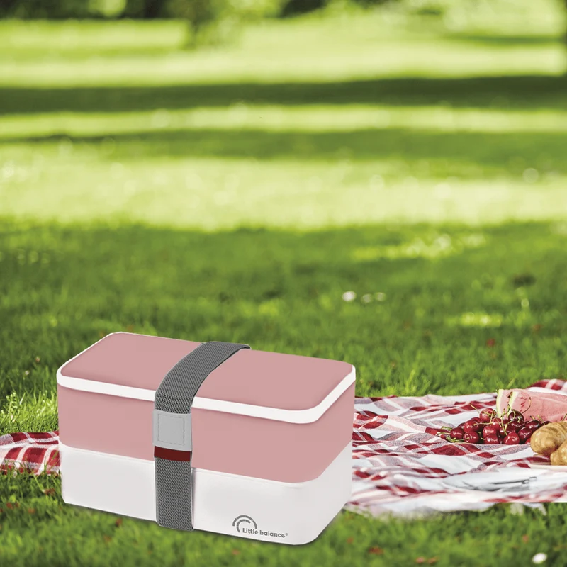 Lunchbox, 2 étages 1200ml Rose & Blanc