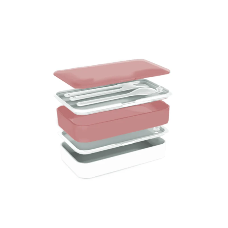 Lunchbox, 2 étages 1200ml Rose & Blanc