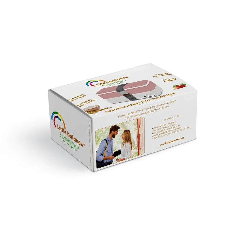 Lunchbox, 2 étages 1200ml Rose & Blanc