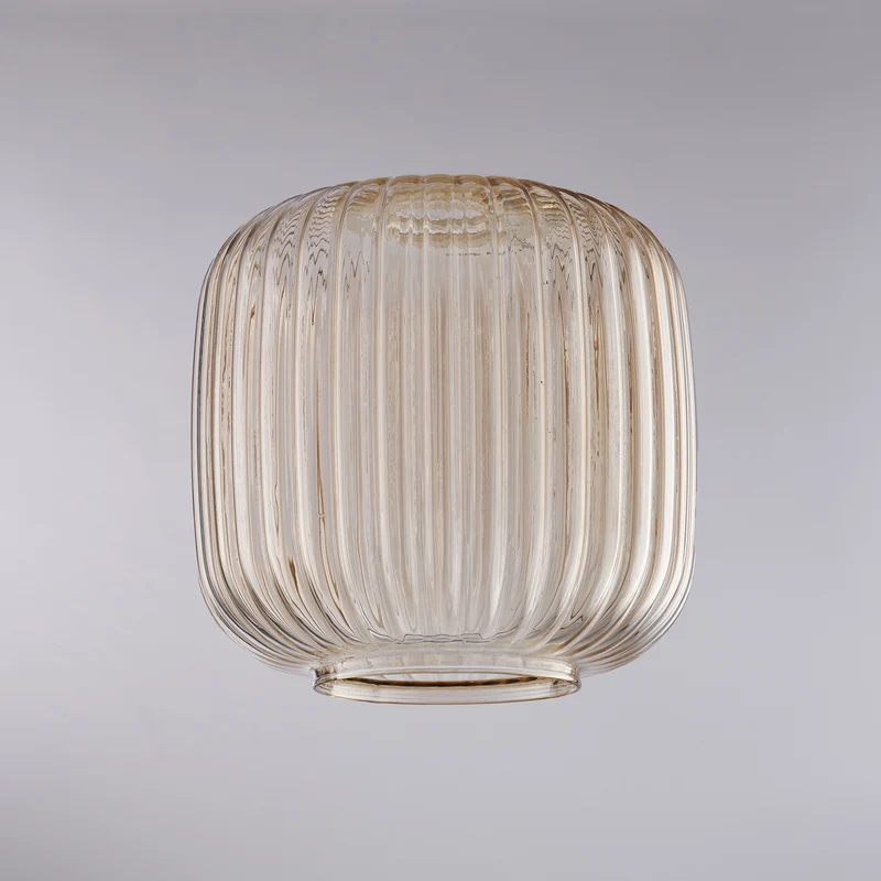 Diffuseur en verre soufflé ambré à décor rayé en relief H.20 - Ø20