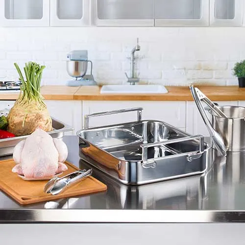 Plat rectangulaire four inox brillant 30 cm - CRISTEL