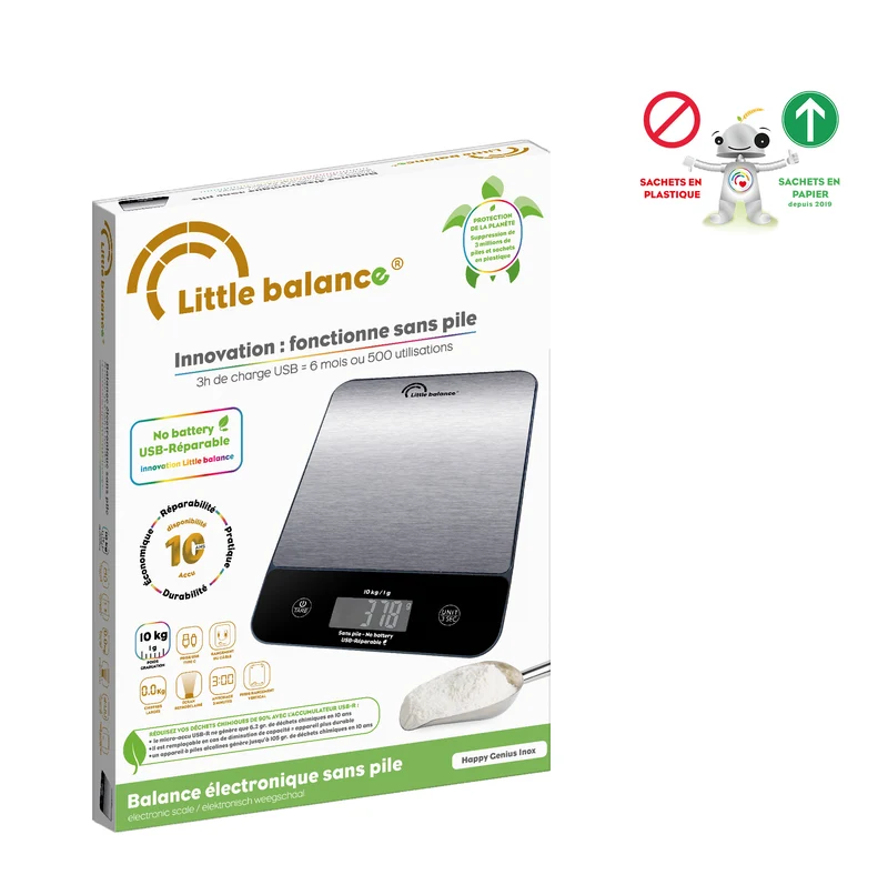 Balance de cuisine, Happy Genius 10 Inox, Sans Piles