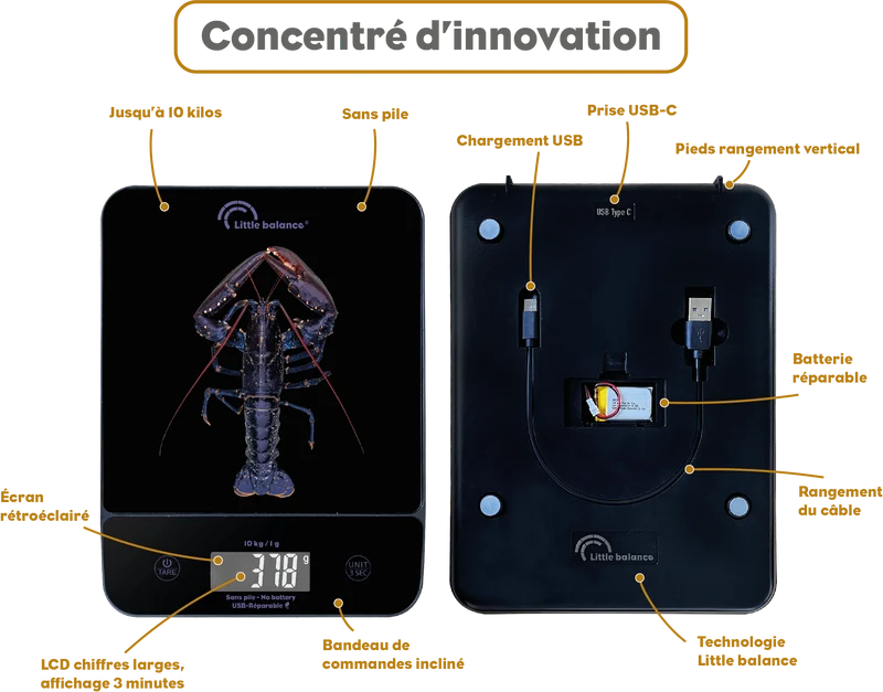 Balance de cuisine, Happy Genius 10 Blue Homard USB, Sans pile
