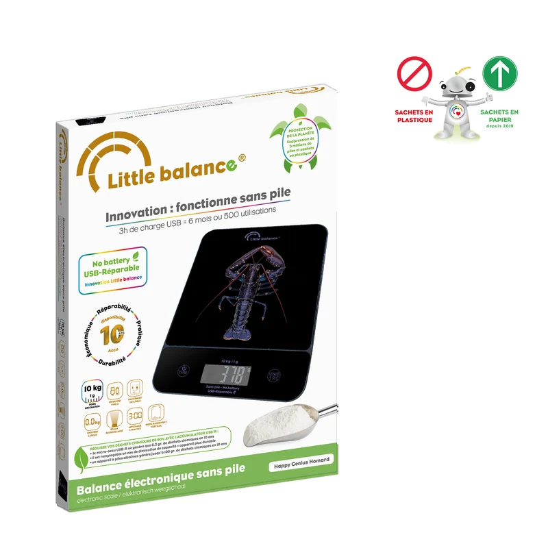 Balance de cuisine, Happy Genius 10 Blue Homard USB, Sans pile