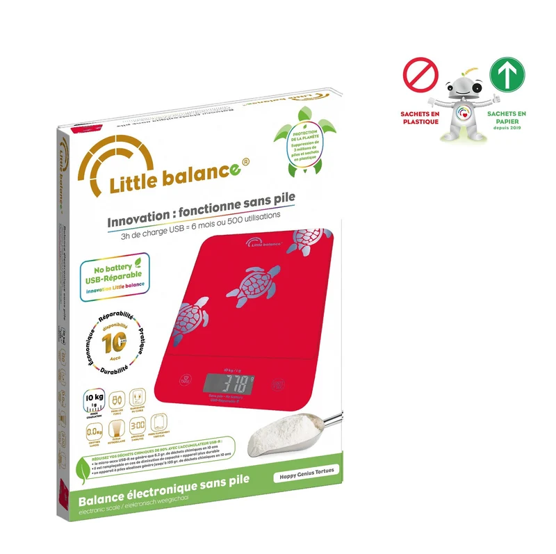 Balance de cuisine, Happy Genius 10 Les Tortues USB, Sans pile