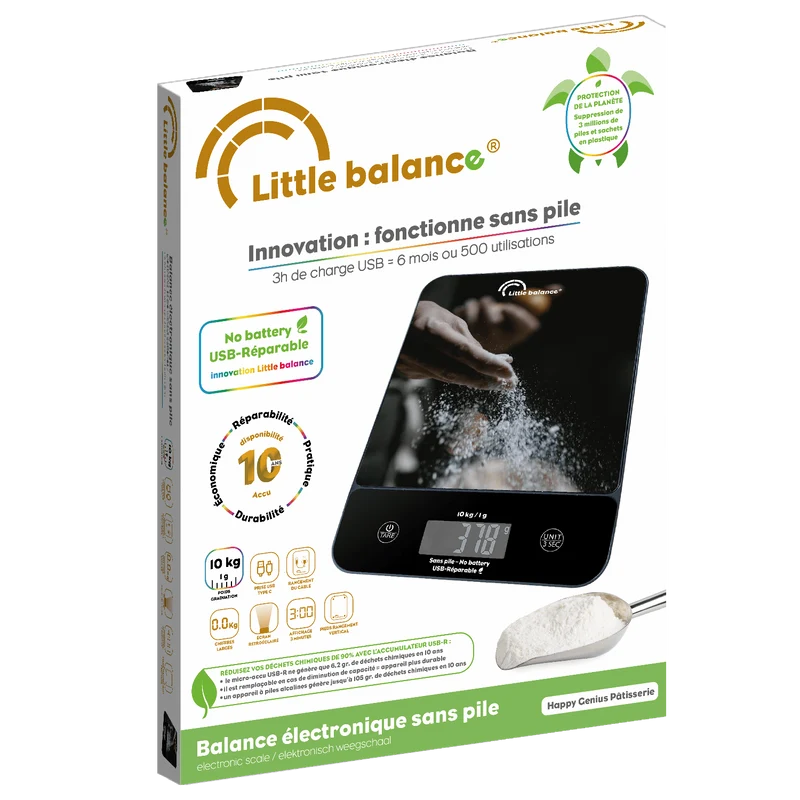Balance de cuisine, Happy Genius 10 Pâtisserie USB, Sans pile