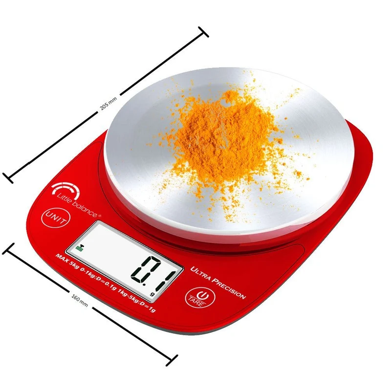 Balance de cuisine Pro Inox 5.1 Ultraprécision Rouge, Sans pile USB