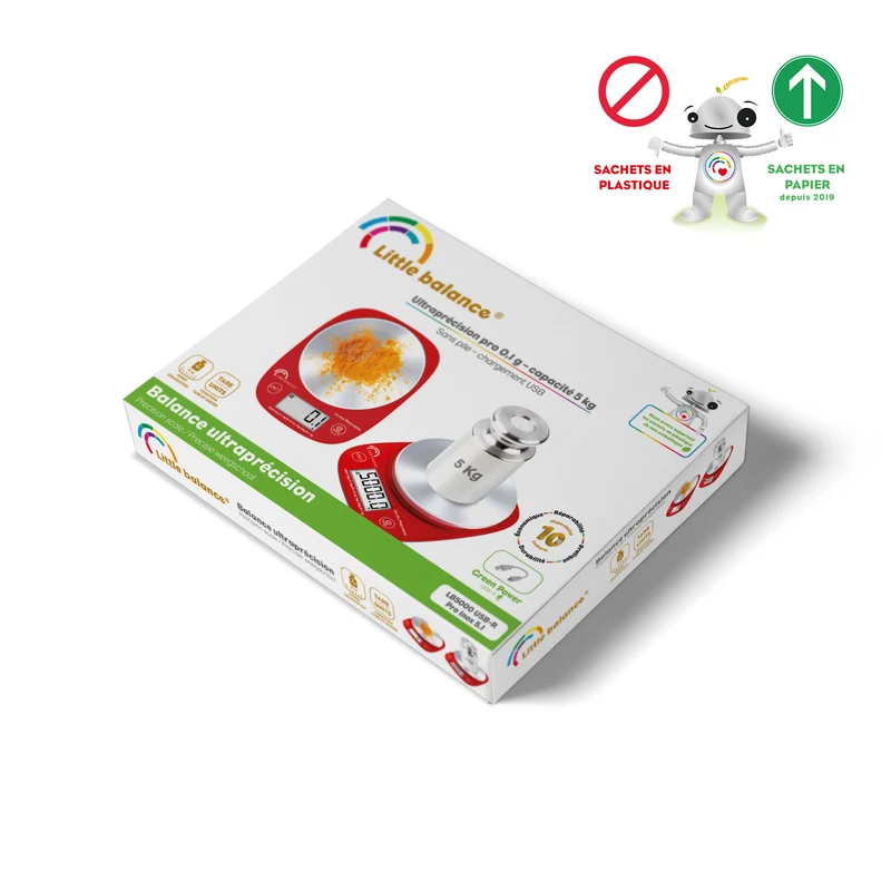 Balance de cuisine Pro Inox 5.1 Ultraprécision Rouge, Sans pile USB