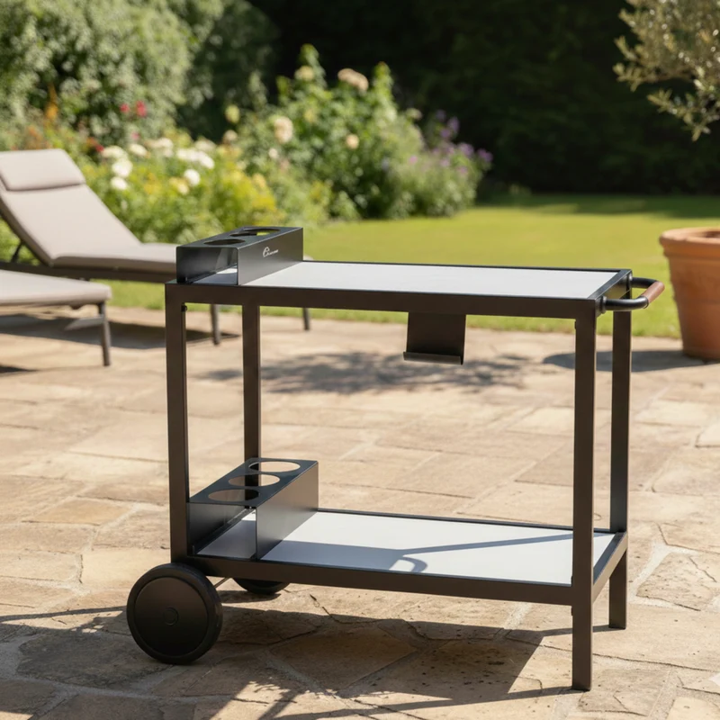 Chariot pour Plancha Barbecue, Multi Pro Inox/Noir