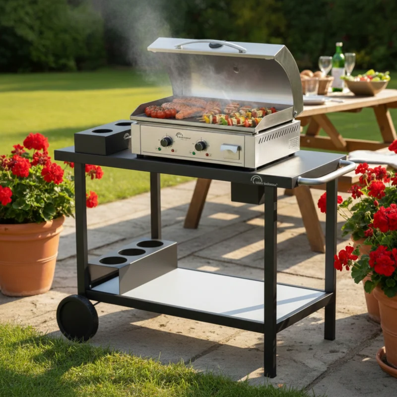 Chariot pour Plancha Barbecue, Multi Pro Inox/Noir
