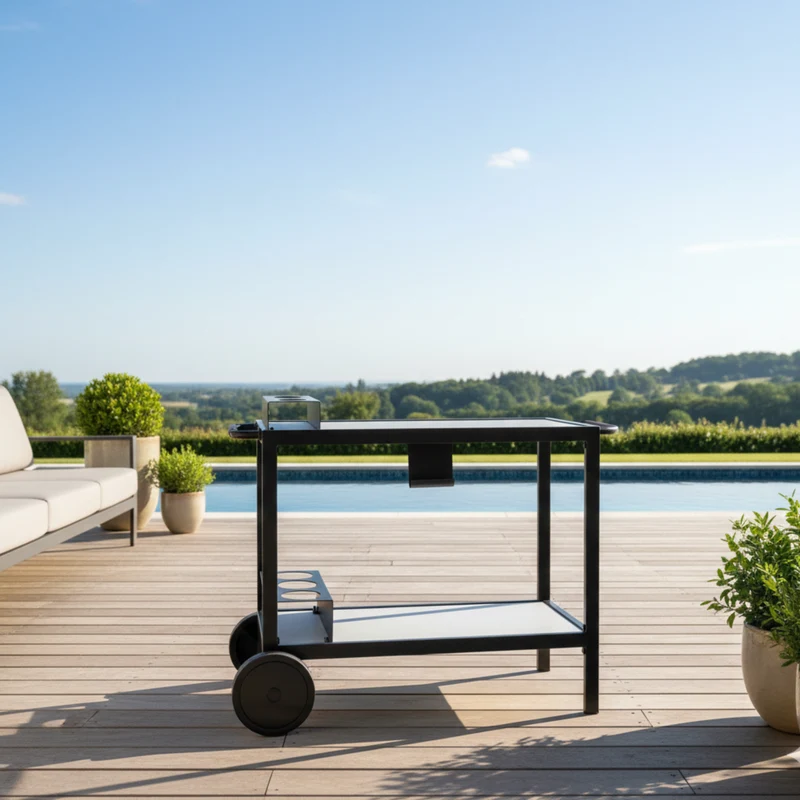 Chariot pour Plancha Barbecue, Multi Pro Inox/Noir