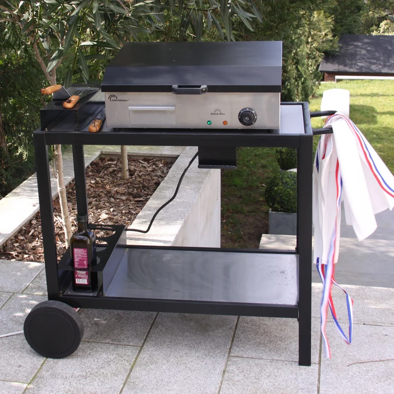 Chariot pour Plancha Barbecue, Multi Pro Inox/Noir