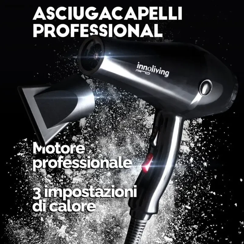 Asciugacapelli professionale 2000W motore AC con concentratore slim