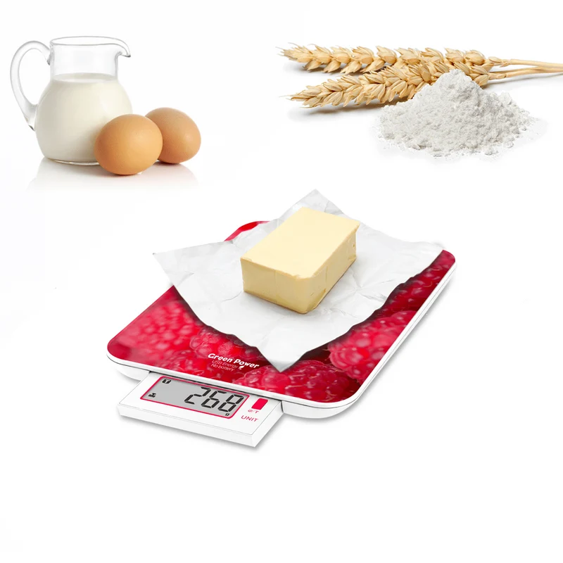 Balance de cuisine, Slide 6 USB, Framboises, Sans pile