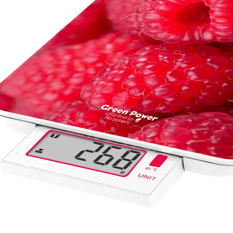 Balance de cuisine, Slide 6 USB, Framboises, Sans pile