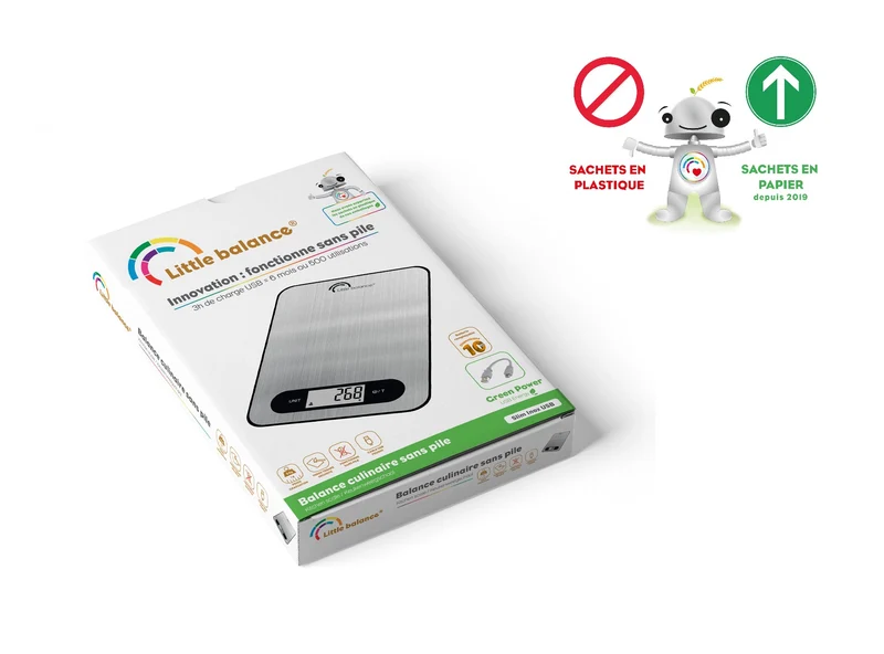 Balance de cuisine, Slim Inox USB, Sans pile