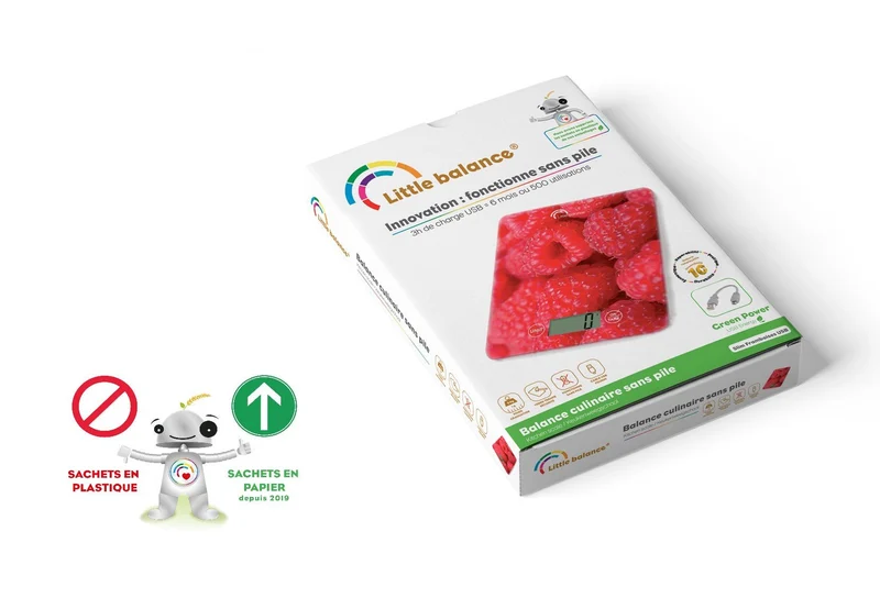 Balance de cuisine, Slim Framboise USB, Sans pile