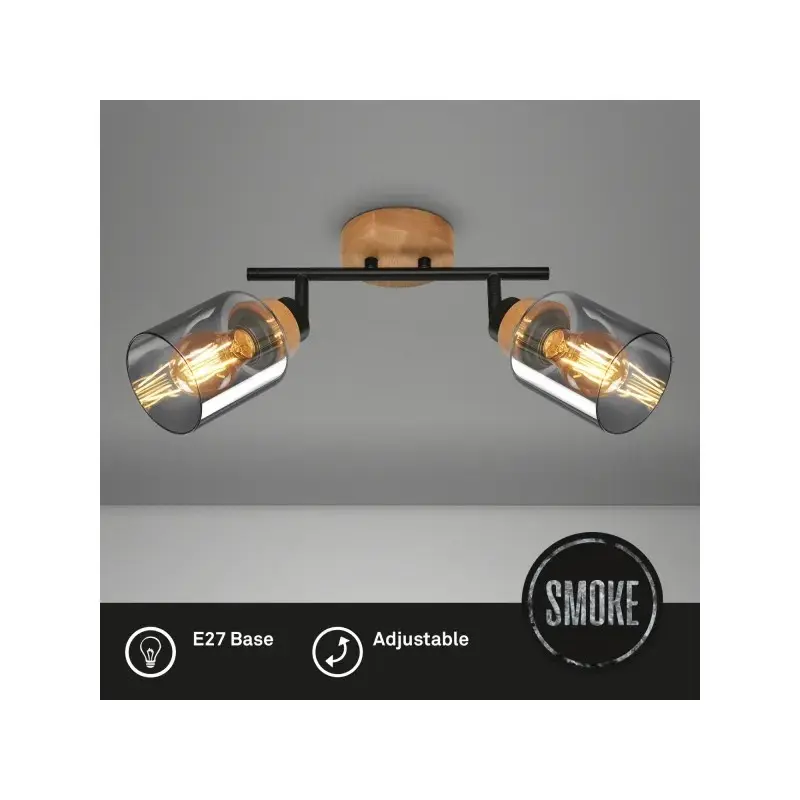 Faretto Spot Hema 2 Luci E27 28 cm nero smoke orientabile