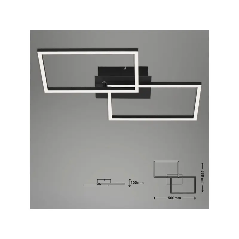 Applique/plafoniera LED Frame 2×15W 1650 lm CCT 50×39 cm nera dimmerabile con telecomando