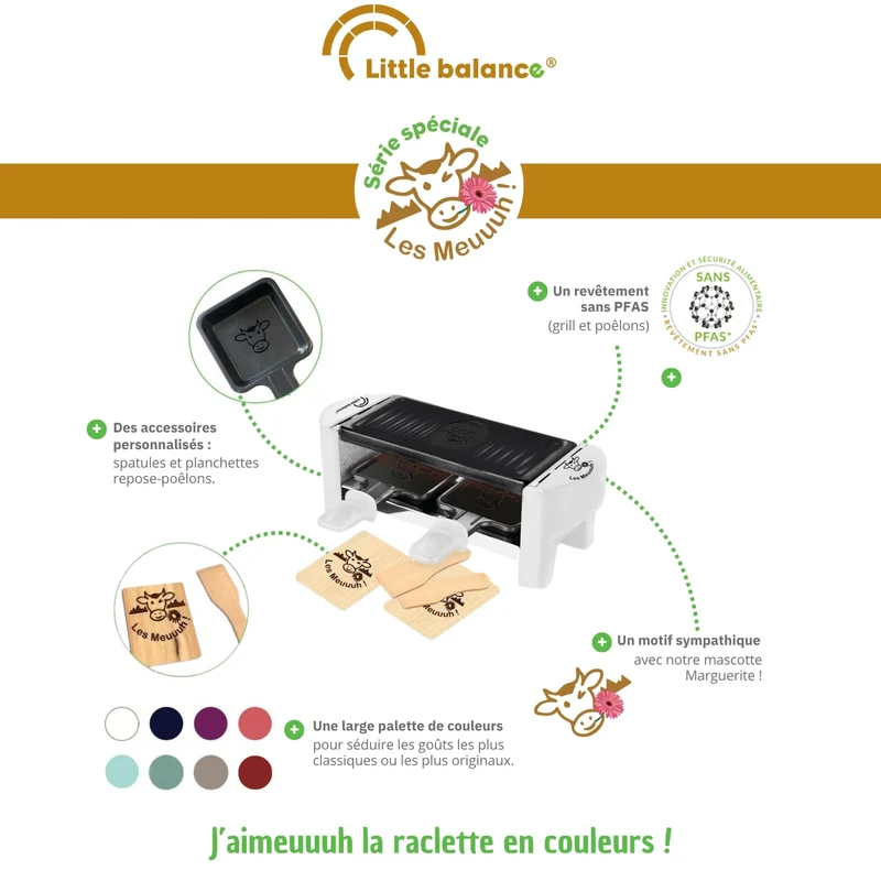 Appareil à raclette, Meuuuh Duo, Blanc