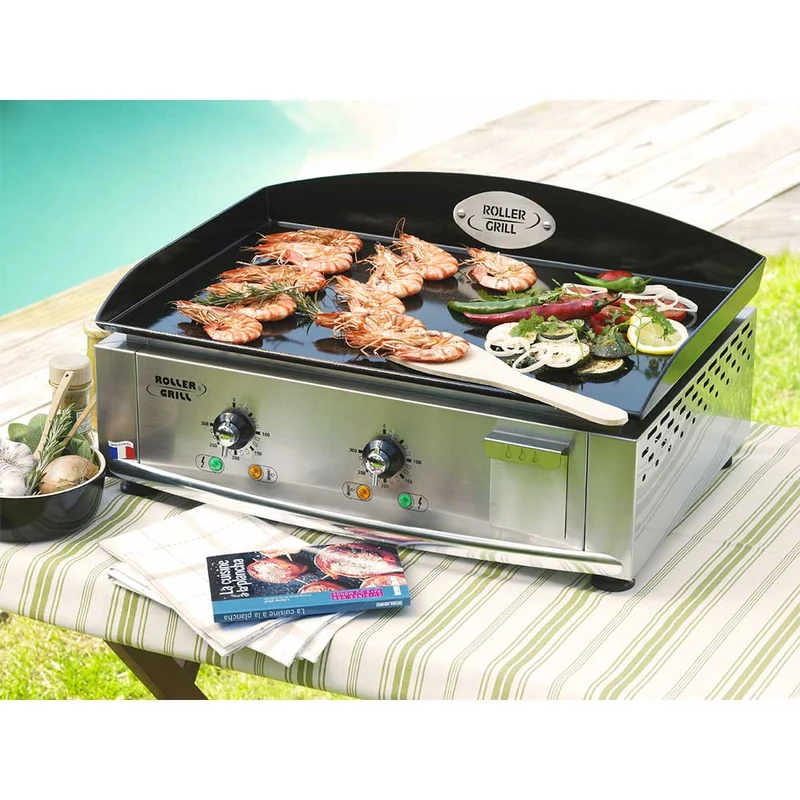 Plancha électrique inox 60 plaque acier émaillé - ROLLER GRILL