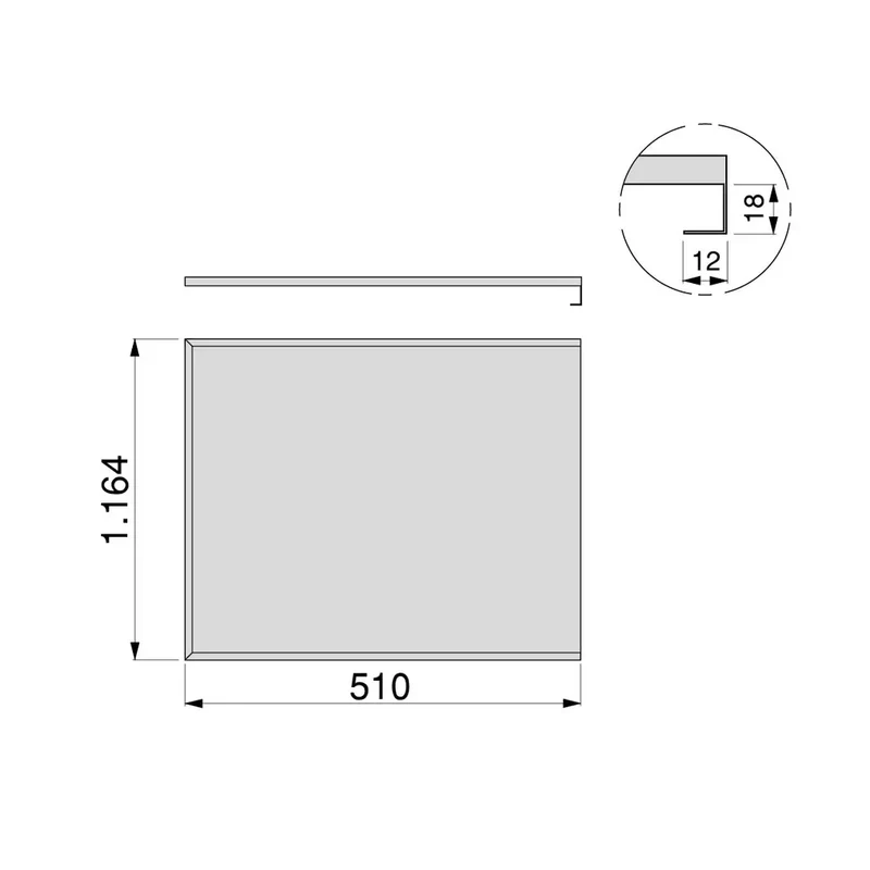 Fondo protettivo per mobile sottolavello modulo 1200 mm – 1164 × 510 mm