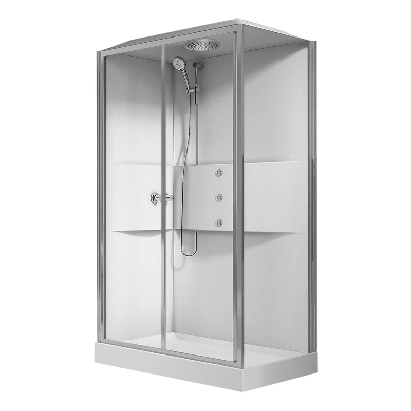 Cabine de douche multifonction 1 porte coulissante 1 fixe 80x120 cm