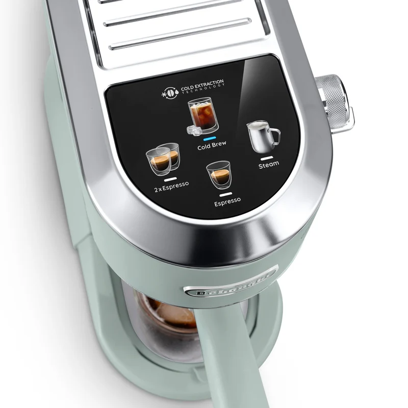 Machine à espresso compacte Dedica Duo Cold Brew vert pistache – De'Longhi