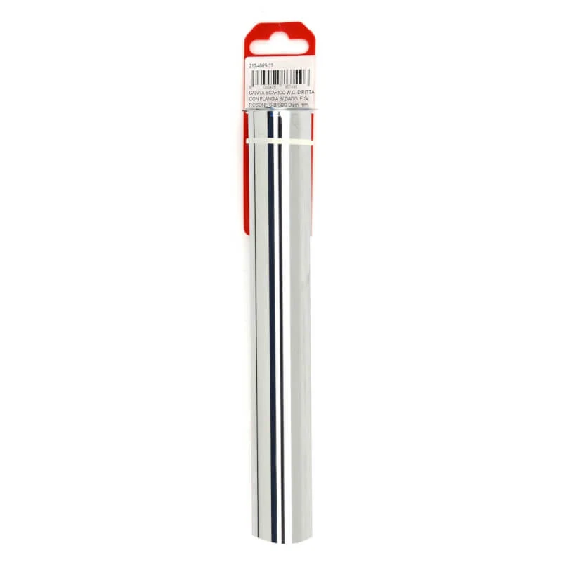 Tuyau d'évacuation WC Droit avec bride, écrou et rosace - Longueur 25 cm