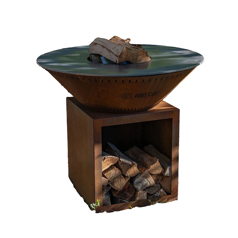 Brasero Classique 100 x 90 cm CORTEN Double Cuve - GRILL CHIC